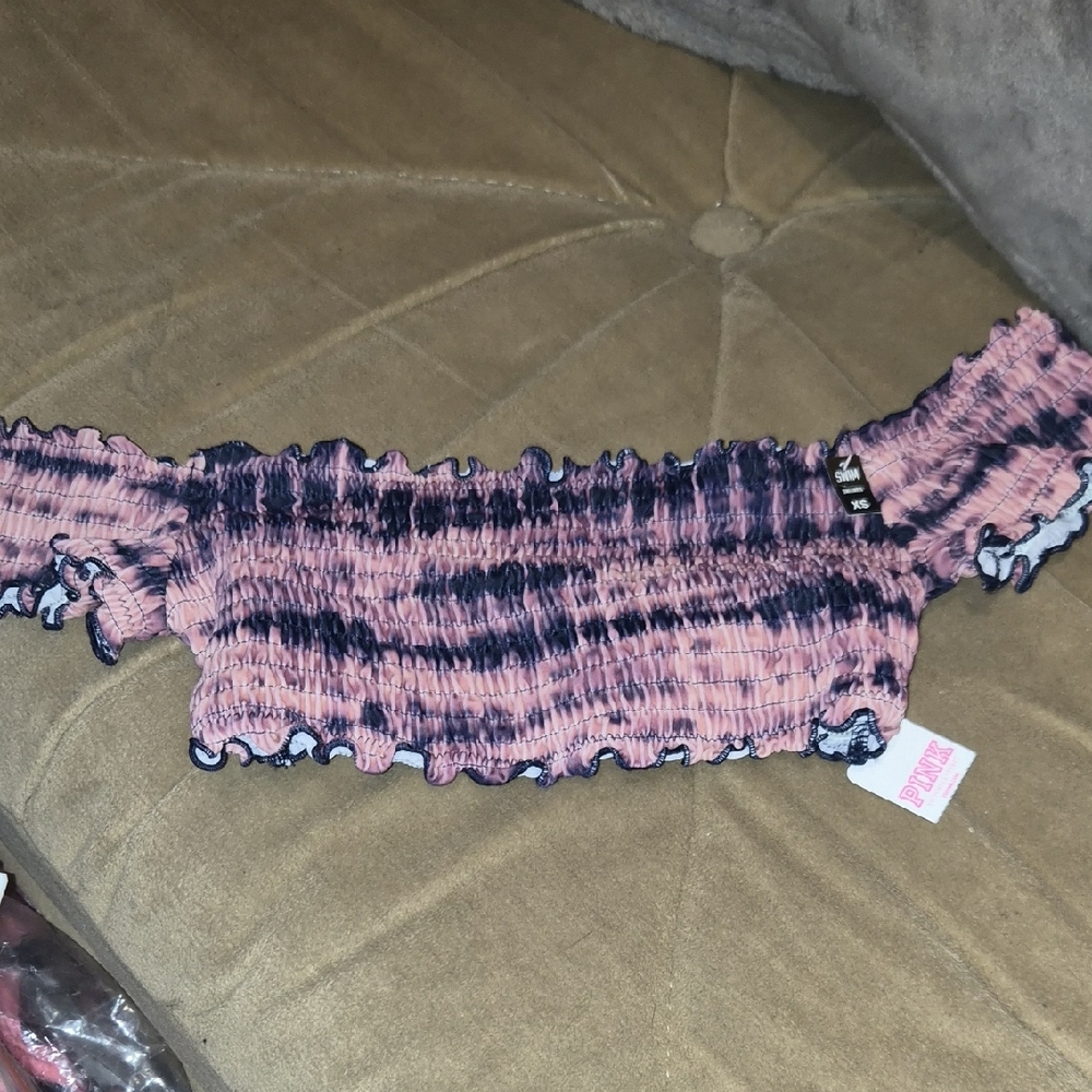 PINK Victoria's Secret Ruched Tie-Dye Swim Top